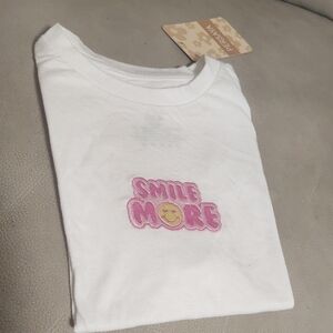 Persaya White Tee with Pink 'Smile More' Design